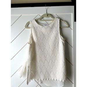 White Textured Sleeveless Top